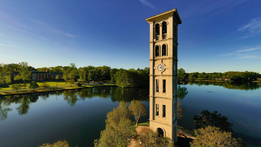 Bell tower at furman, aerial