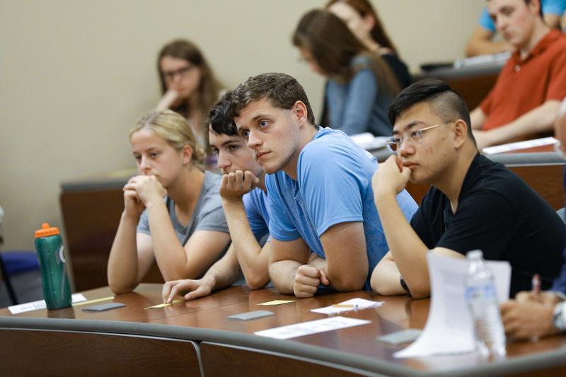 Students listening attentively to a lecture