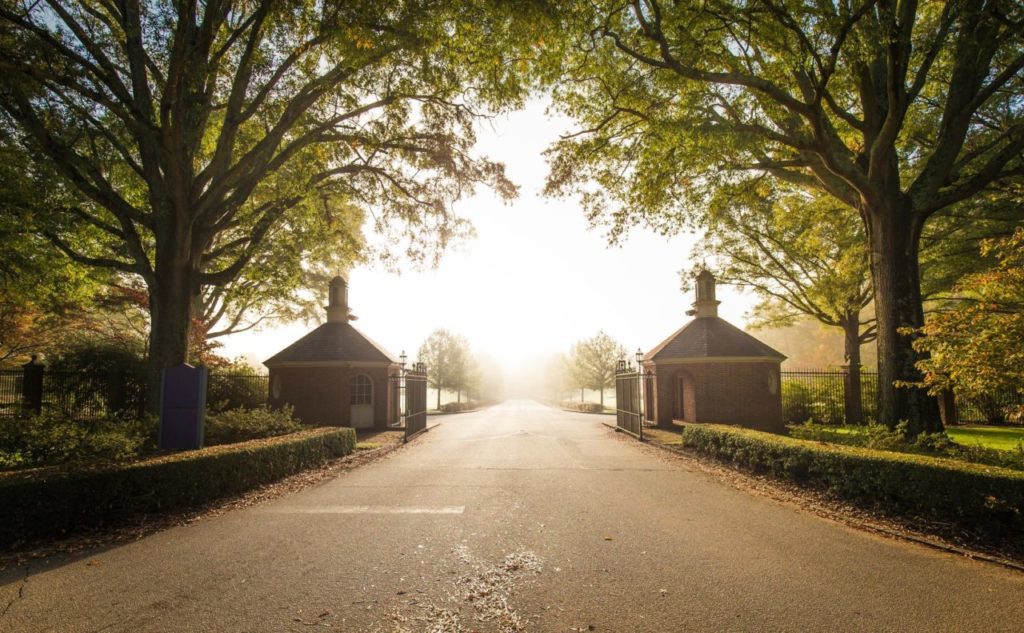 Front gates of Furman, open