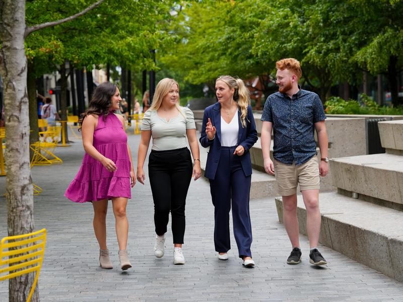 Students walking in downtown GVL
