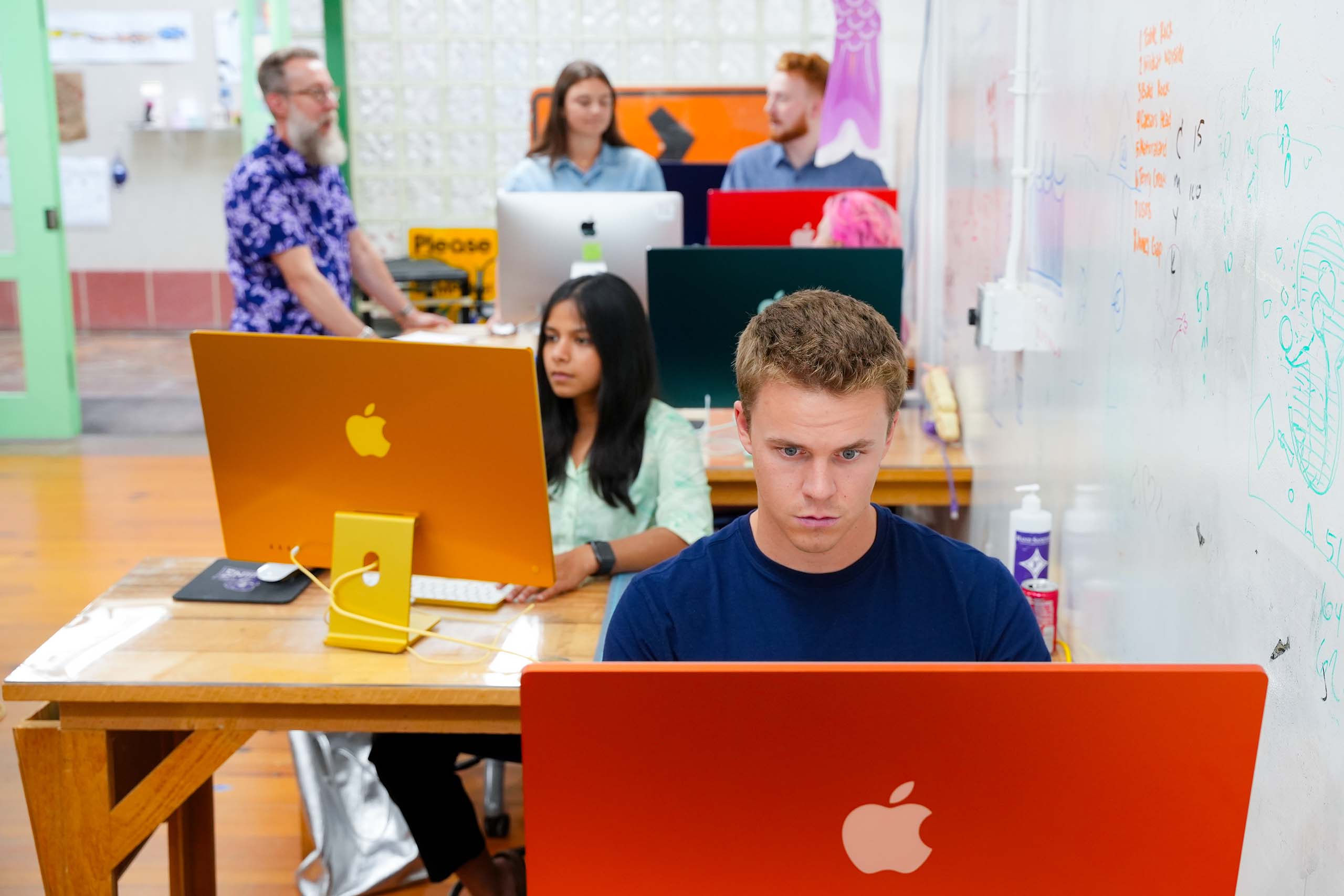 Students in the Master of Arts in Strategic Design program (MASD) in the Roe Art Building at Furman.