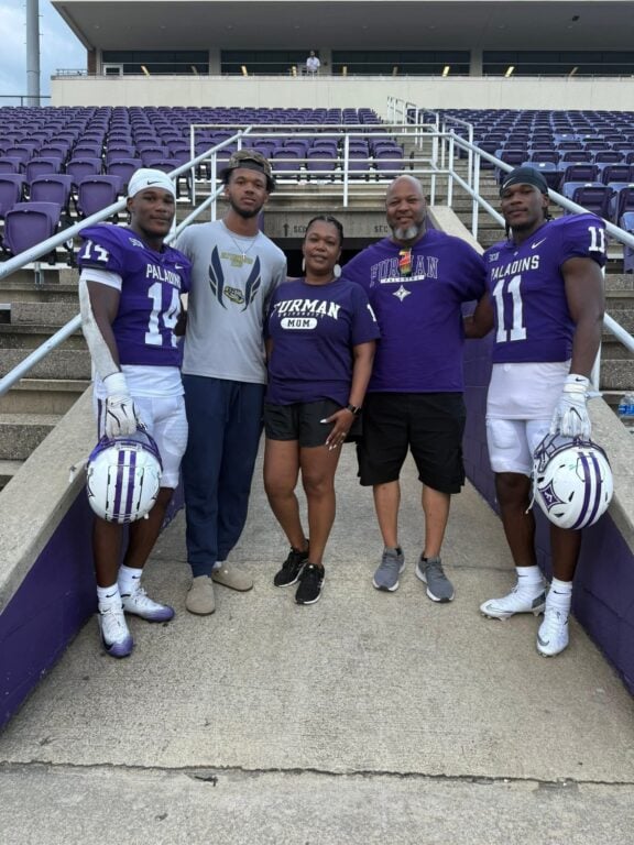 picture of family at football stadium
