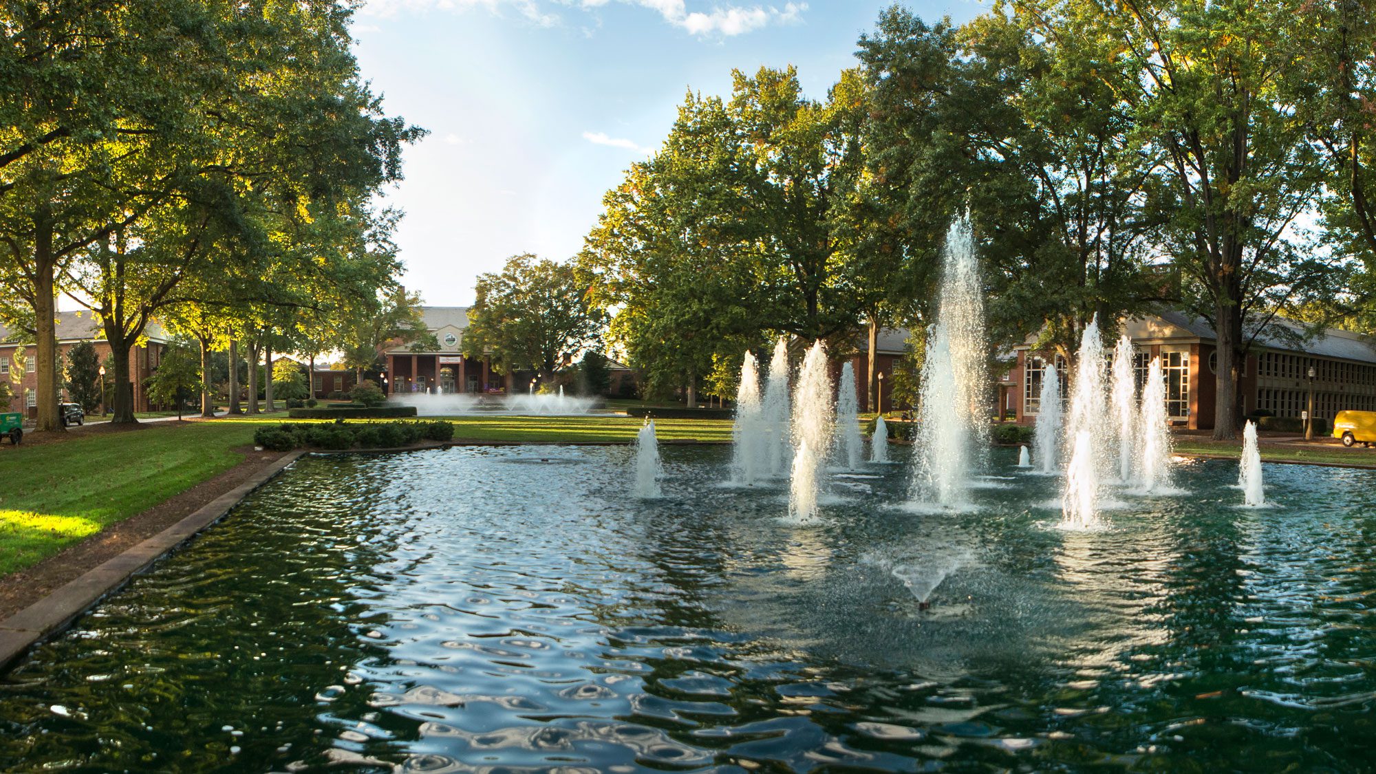 Fountains in front of Furman Hall