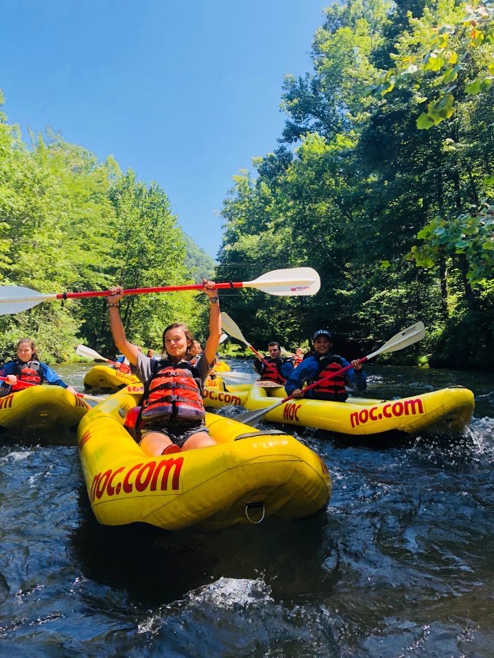 Students river rafting in Paladin Outdoor Program