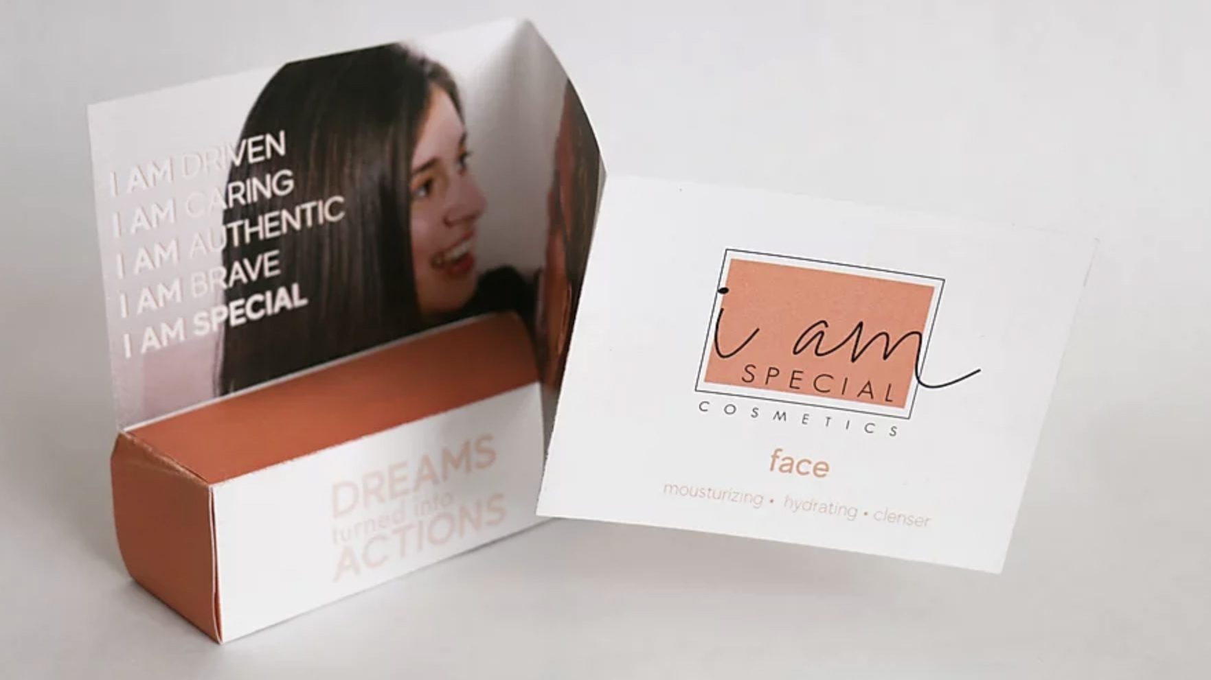Photo of cosmetic brand packaging "I am special."