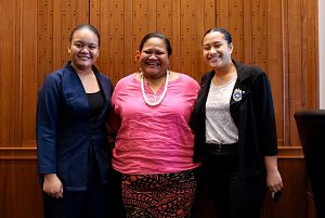 three women of color, Jadelynn Siamu, Kaylla Turituri, Dorrin Tuisamatatele