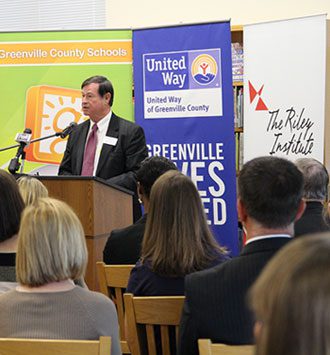Don Gordon, executive director of the Riley Institute, spoke at a news conference announcing the $3 million grant.