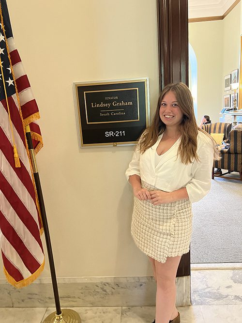 Chloe Treible '24 at the office of U.S. Sen. Lindsey Graham in Washington, D.C.