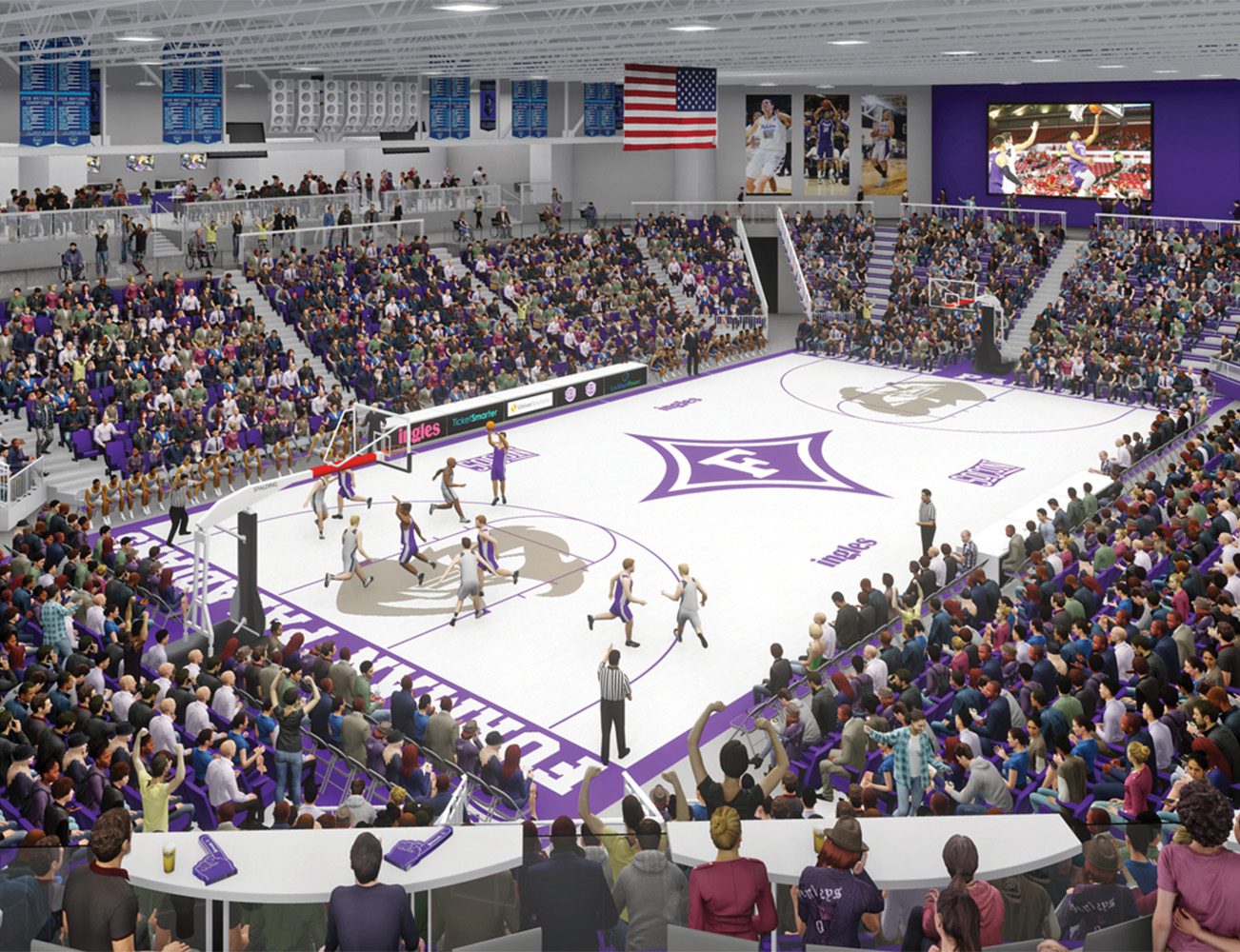 A rendering of the arena bowl after renovations. / Betsch and Associates