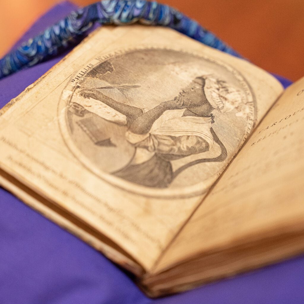 An up close look at a drawing of Wheatley from the book