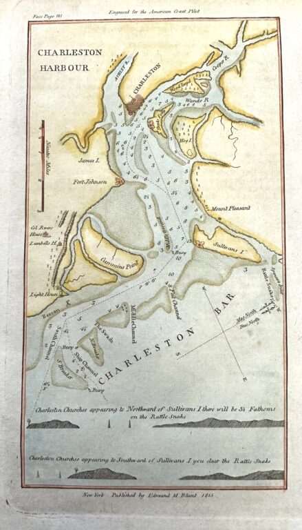 An 18th-century map of Charleston Harbor. 