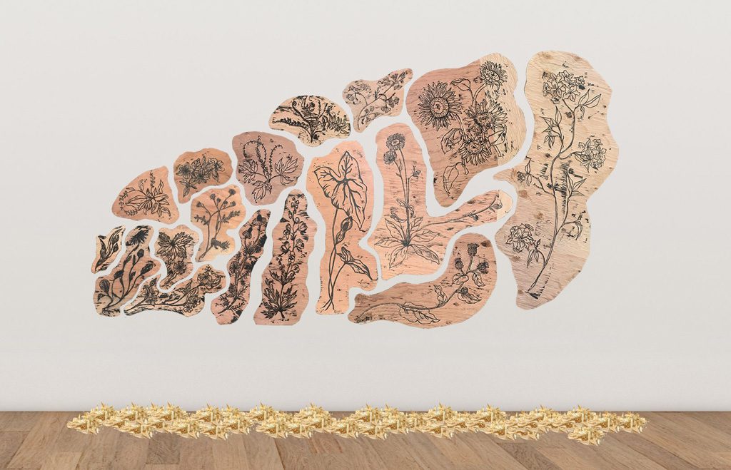 Shaved-wood work by <strong src=