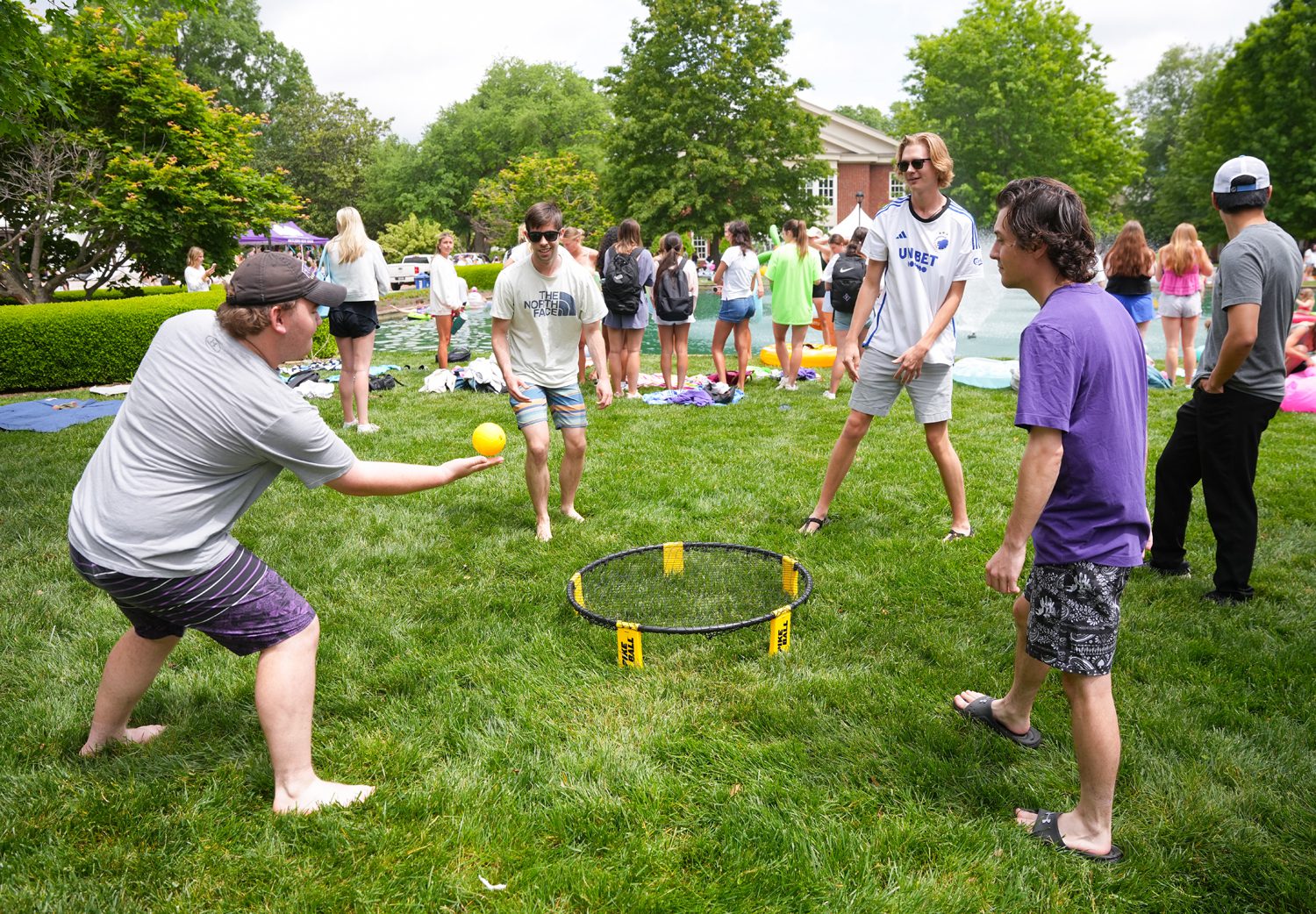 Students play a game of Spike Ball on Milford Mall during LDCO on Tuesday, April 29, 2025.