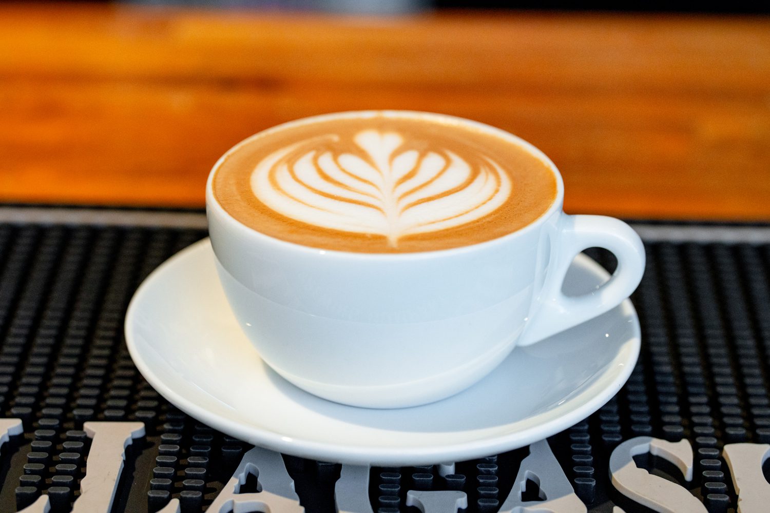 A latte at Grateful Brew in Greenville, SC. Photo by Owen Withycombe.