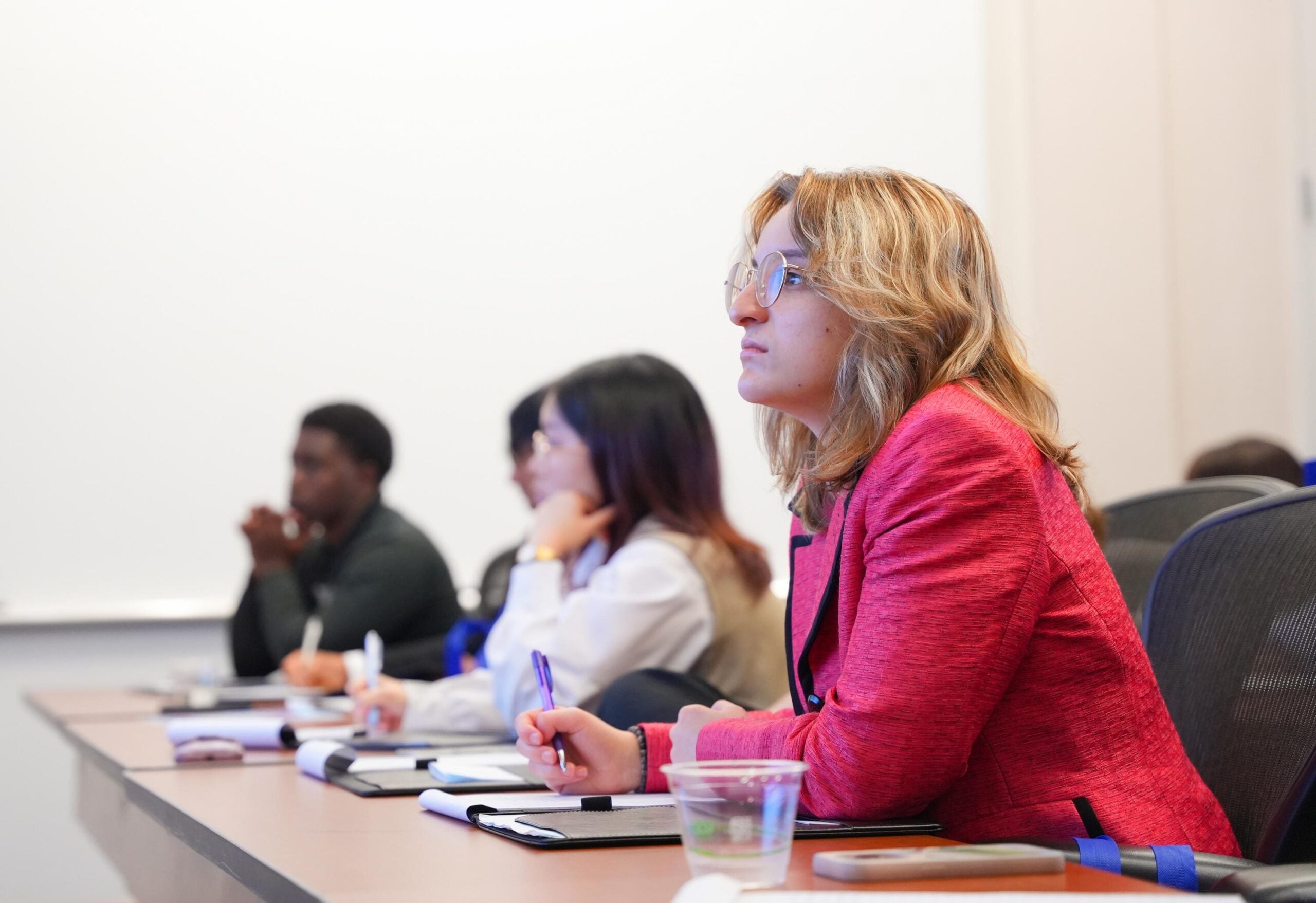 Furman students participating in a Career Trek in Atlanta listen to staff members of Cox Enterprises during presentations on May 12.