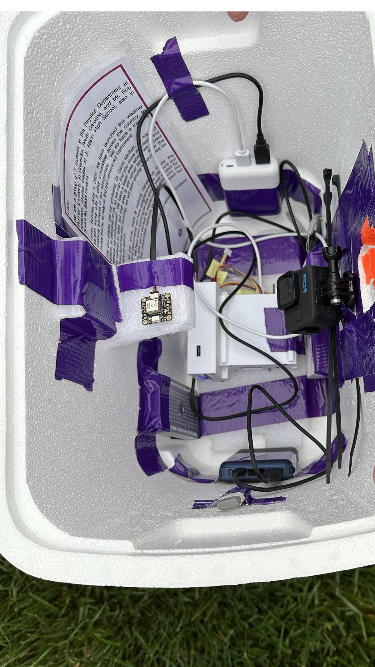Contents of the payload included a GoPro camera, a Geiger counter and a GPS tracker.