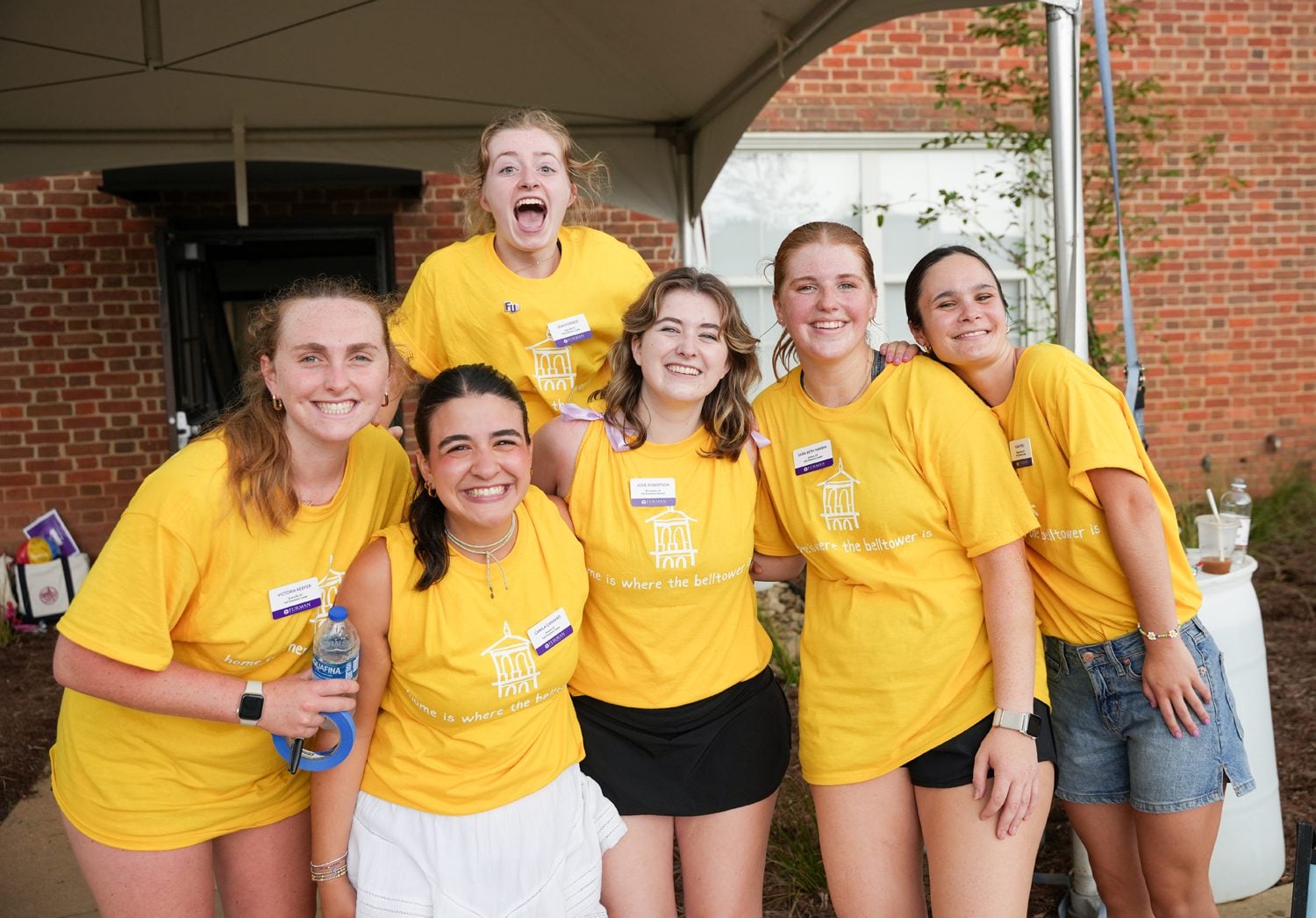 Orientation leaders pose for a photo during move-in day on Thursday, Aug. 21, 2025.