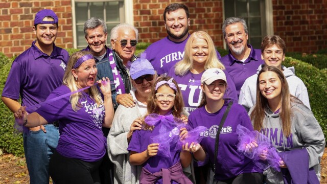 The Fisher family visits Furman during Family Weekend.