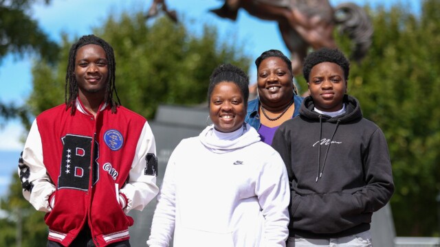 The Green family outside Paladin Stadium