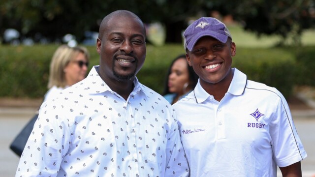 The Hargrove family visits campus during Family Weekend.