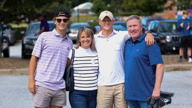 The Hoffman family visits campus during Family Weekend.