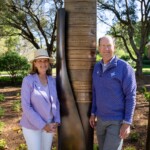 James A. Lanier ’79 and Mary Anne Lanier ’79 stand at their marker on the Benefactors Green on Saturday, April 13, 2024.