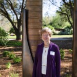 Ruby Morgan stands at her marker on the Benefactors Green on Saturday, April 13, 2024.
