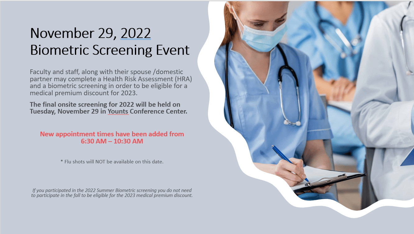 Fall Onsite Biometric Screening Event Human Resources