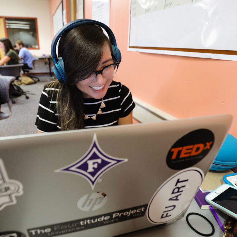 Student using laptop