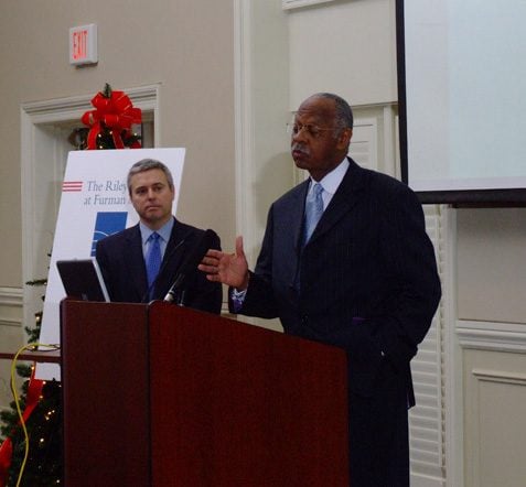 Caesar Richburg presenting and Jim Wiginton