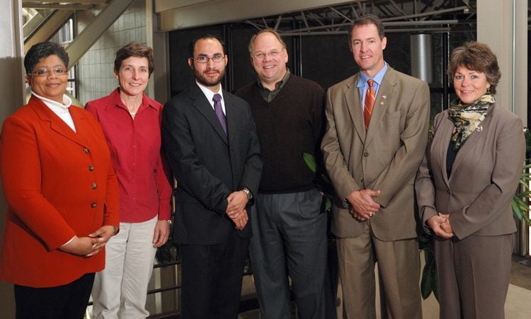 (l-r) Sharon McGhee, Susie Prueter, Marco Torres, Steve Skardon, William Robinson, Nancy McGinley (Emory Campbell and Georgina Ngozi not in the photo)