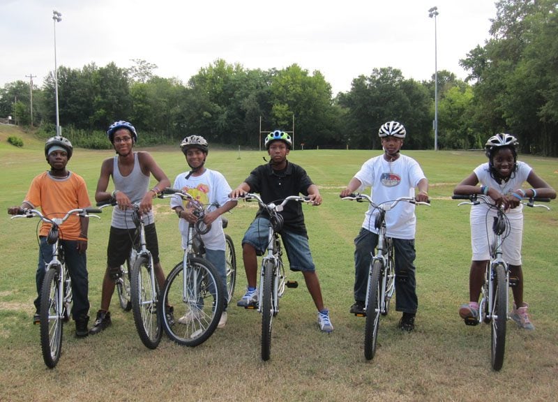 The kids are ready to go on their new bikes!