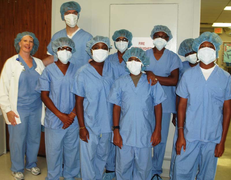 Students from the Sterling Center scrubbed in at St. Francis Hospital as they met with staff members, toured the facilities and got to see life in the OR.