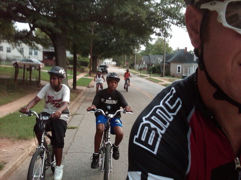 The Greenville Spinners and the Sterling Community Center students took their longest bike ride yet: 20 miles to Furman University! (photos courtesy of the Greenville Spinners Club)