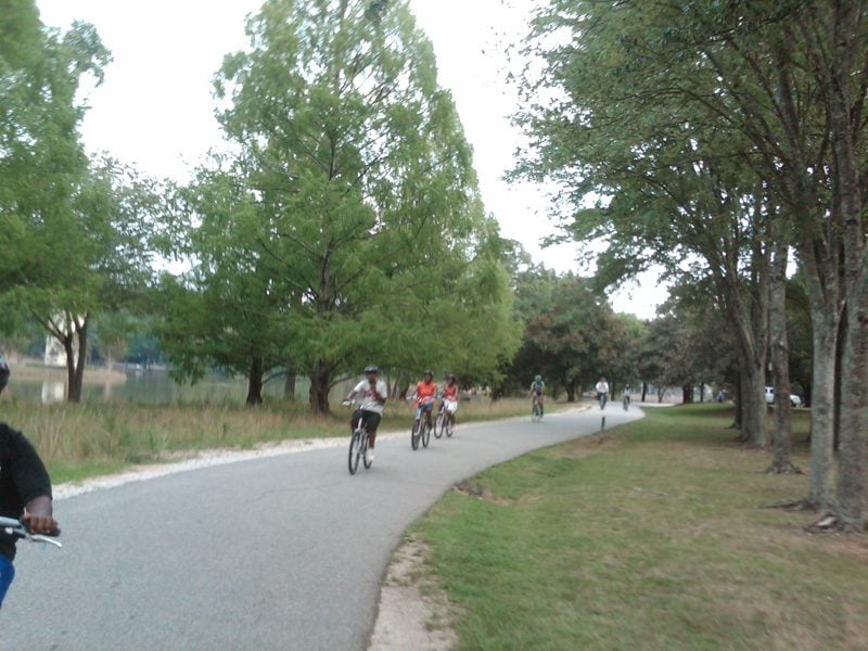 Bicycling around Furman's lake