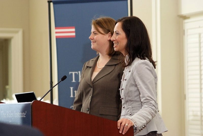 Casey Crisp and Riley Institute diversity fellow Tobi Swartz (right) were invited to speak as representatives of Bridges to a Brighter Future, the organization with which Bridge Builders partnered. Their project entails the development of a mentoring program for Bridges graduates who are in their last years of college.