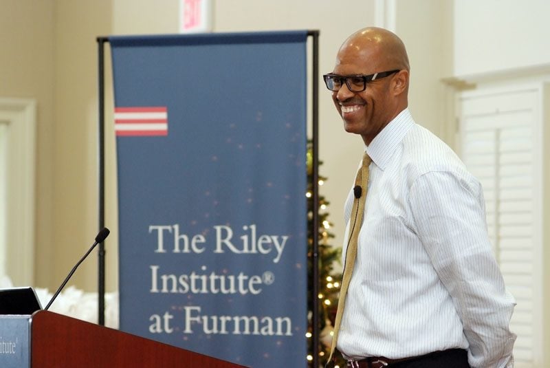 Juan Johnson, facilitator for DLI, leading a class discussion between presentations