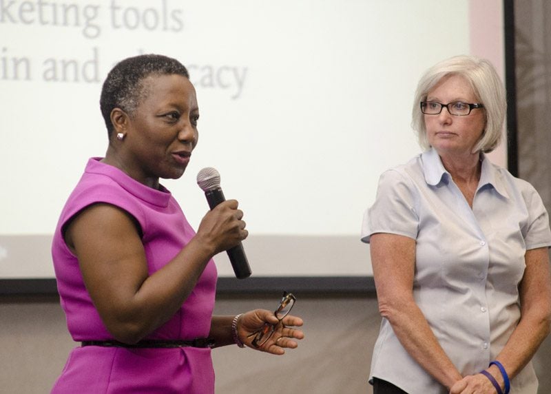 Gloria Bromell Tinubu and Katie Brochu