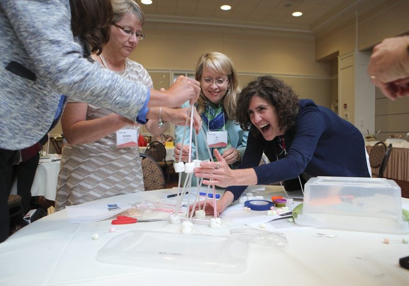 STEM in Motion team members were good sports and participated in the activity.