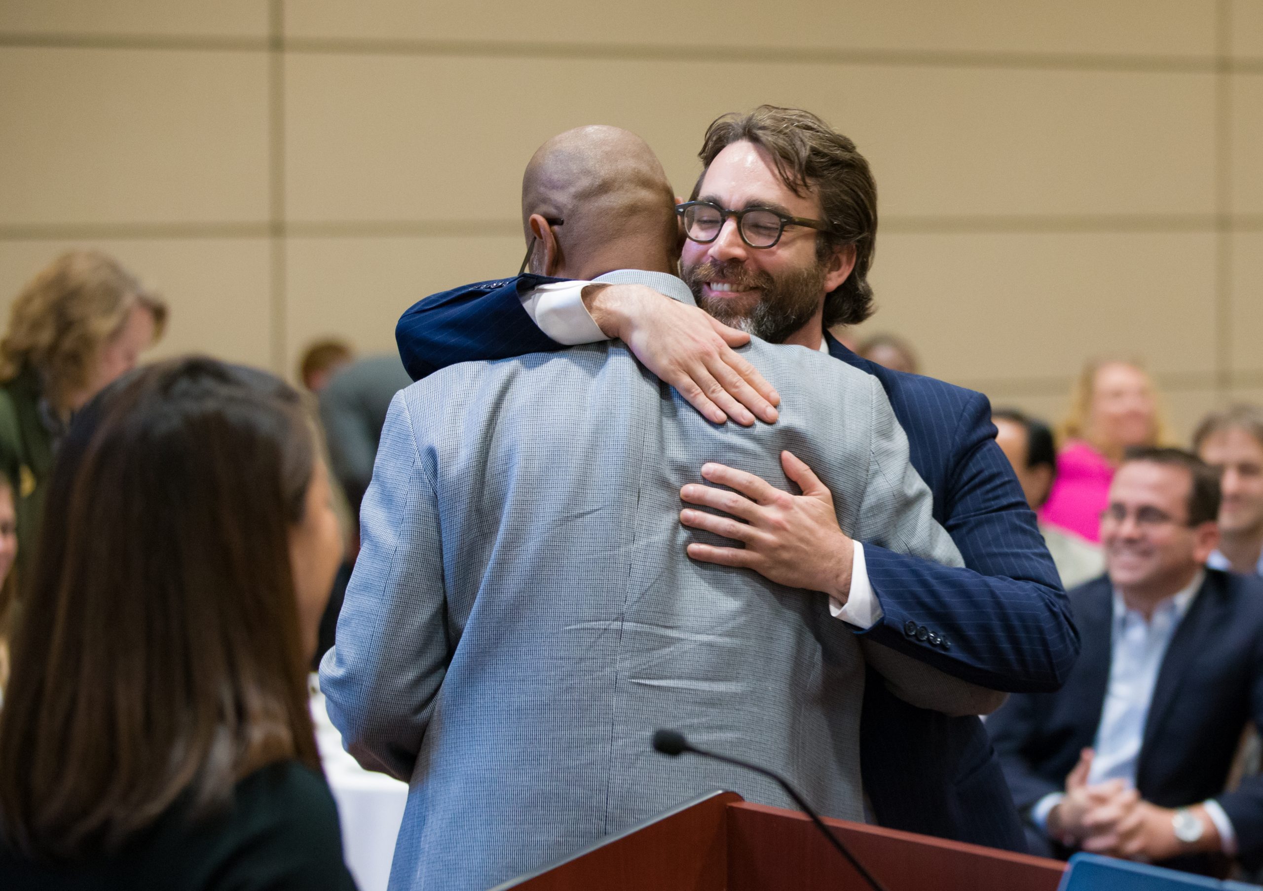 Chad Lawson, Project Discovery, gives Juan Johnson a big hug