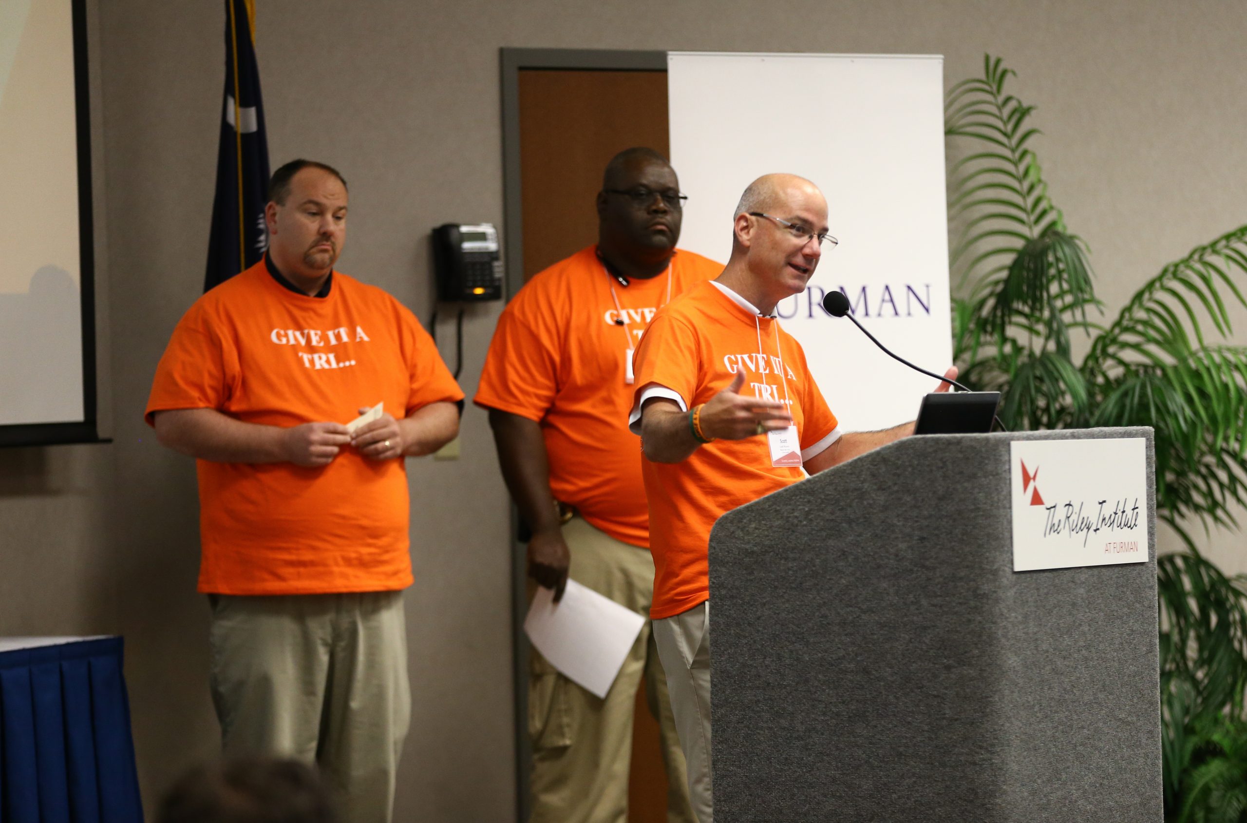 Scott Rhymer speaking, Greenville: Give it a Tri