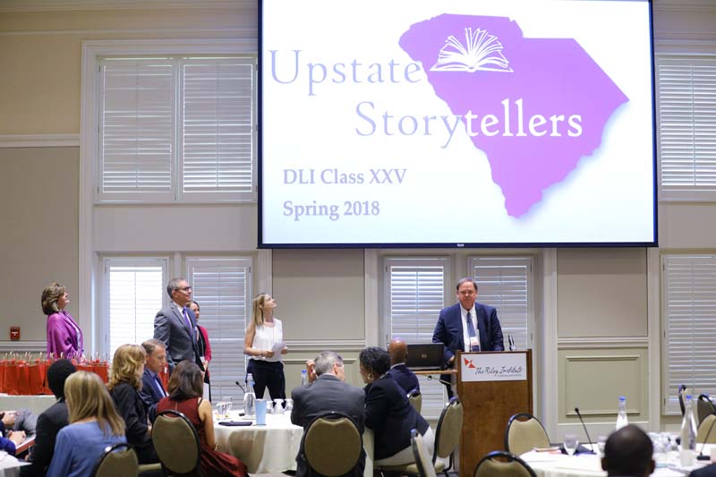 (l-r) Sally Hammond, Mike Winiski, Jennifer Parker, Caroline Sexton and Paul Newhouse speaking, Upstate Storytellers