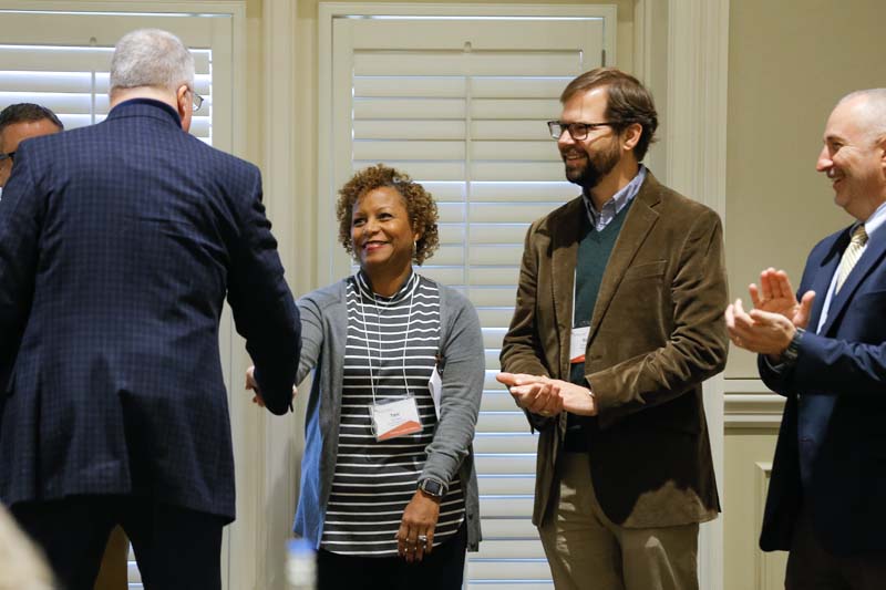 Burke Royster, Superintendent of Greenville County Schools, with members of Swamp Rabbit Express