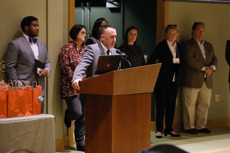 (l-r) Keith Benjamin, Kate Darby, Glenda Levine, Mary Tinkler, Hope Freeman, Bill Craver and Sean Tracey speaking, Igniting Imaginations