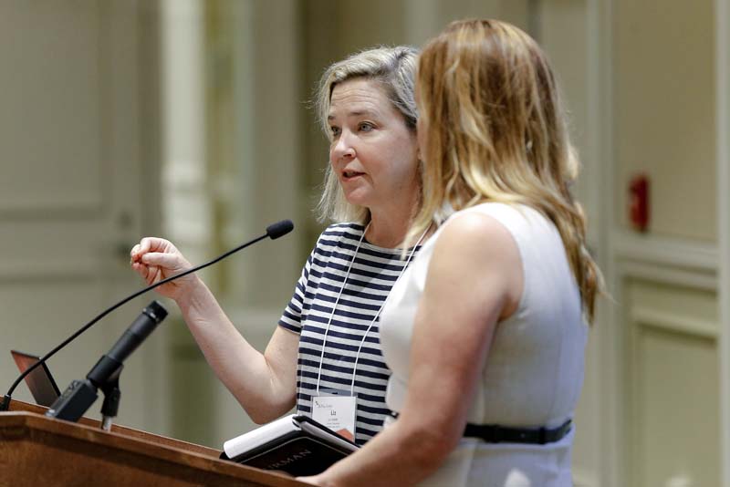 (l-r) Liz Smith and Meghan Barp, Book Bags of Love