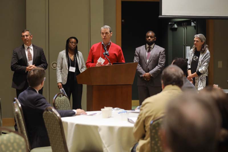 (l-r) Luther Reynolds, Amber Johnson, Ron Brinson speaking, Deon Jackson and Sharon Richardson, Group Two