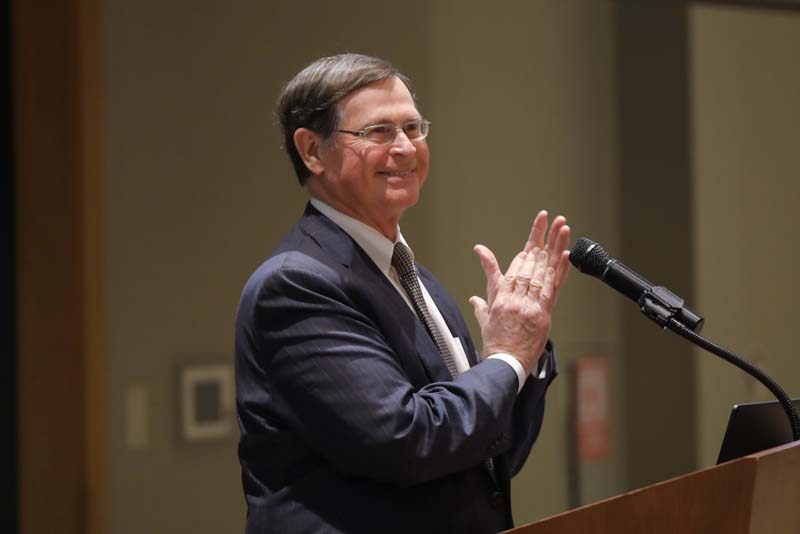 Don Gordon, executive director of the Riley Institute, making remarks