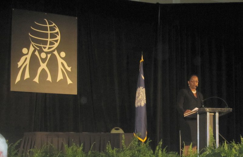 Michelle Asha Cooper, Ph.D., president of the Institute for Higher Education Policy (IHEP), was the keynote speaker