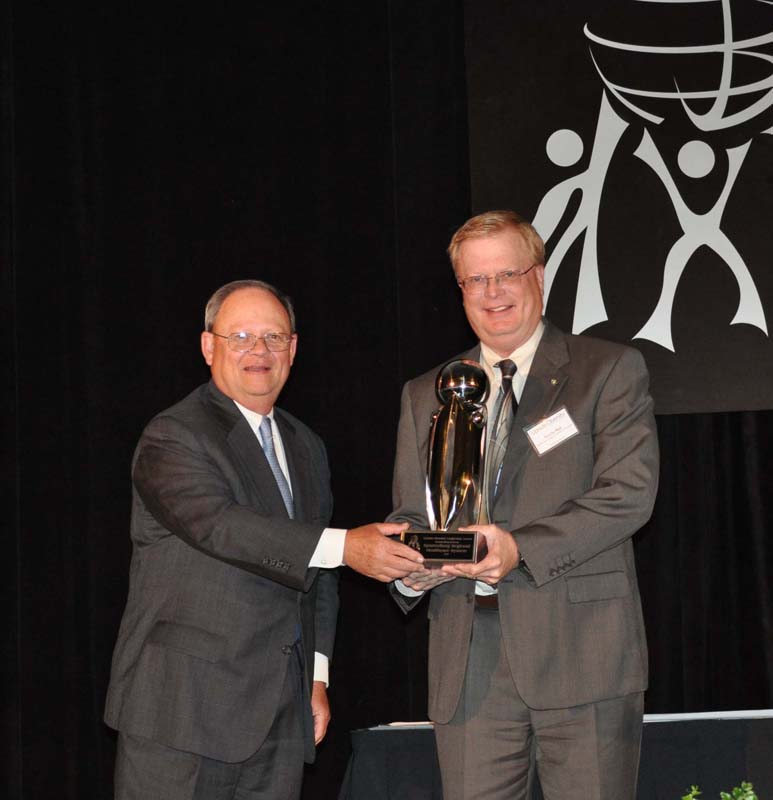Spartanburg Regional received the Outstanding Business award. Randy Nyp (right) accepted the award; Ben Haskew (left), President of the Greenville Chamber, presented the award.