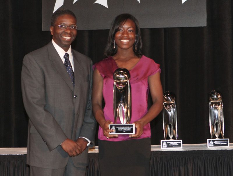 Outstanding High School Student Award: Ken Peterson (Bi-Lo, LLC) with award recipient Carla Littlejohn (Greenville Tech Charter High School)